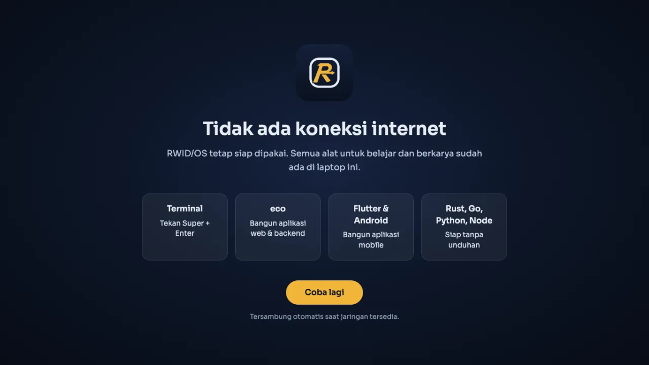 Halaman RWID/OS saat tidak ada internet